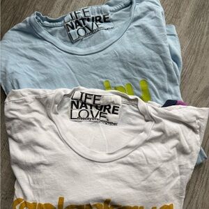 FREECITY Set of 2 Womens T-Shirts - Blue and White Size S